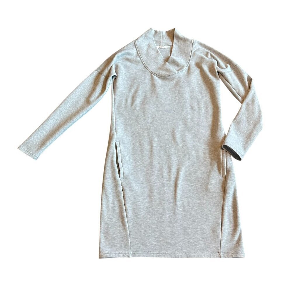 Athleta Grey Long Sleeve Shift Dress Stretchy Classic Athleisure Size Small